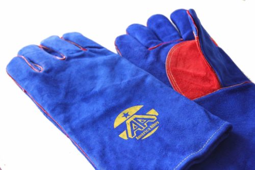 AA FR Cowhide Leather 14" Mig Gloves, Mig welding Stick welding Soldering BBQ