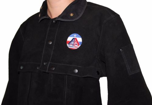 America Alloy AA Black Fire Retardant Heavy Duty Premium Cowhide Leather Cape Sleeves and Bib for Metalworks, Industrial and Commercial welding and fabrication, Welding Bib included. Good for both Men and Women.
