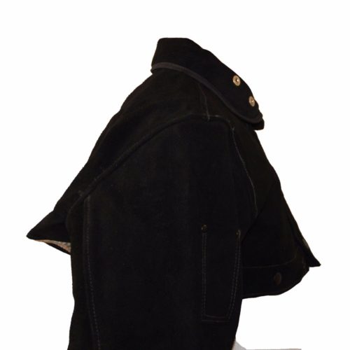 America Alloy AA Black Fire Retardant Heavy Duty Premium Cowhide Leather Cape Sleeves and Bib for Metalworks, Industrial and Commercial welding and fabrication, Welding Bib included. Good for both Men and Women.
