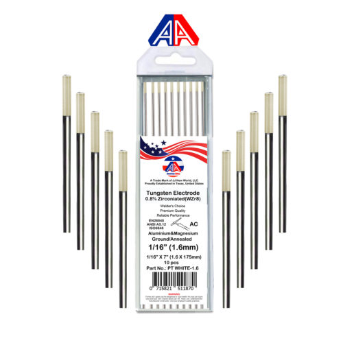 America Alloy(AA) 10pcs GTAW / TIG Welding Tungsten Electrodes 0.8% Zirconiated WZr8 Tungsten Electrode(White)